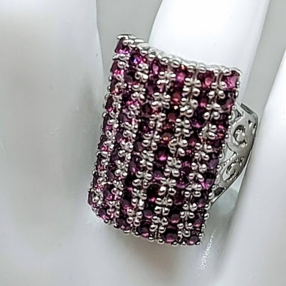 Unheated Natural Pink Rhodolite Garnet‎ 2.5mm 925 Sterling Silver Ring Size 6.5 - Picture 5 of 11